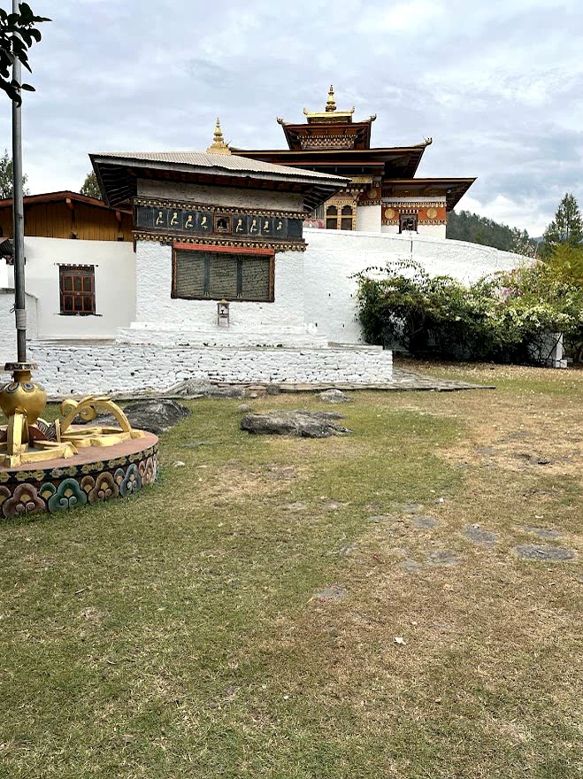 Temple Courtyard and Prayer Wheel, Punakha, Bhutan