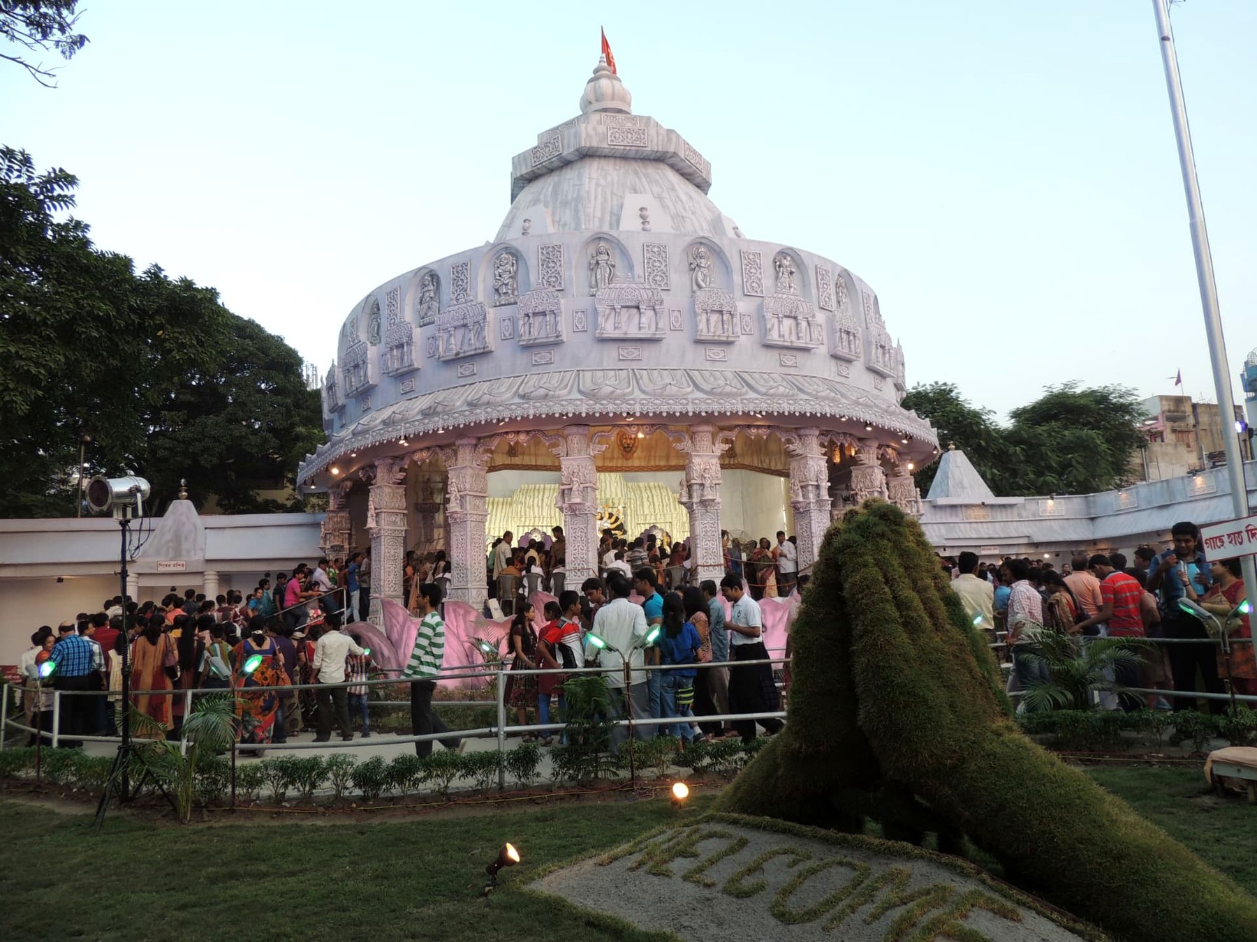 White Temple-Style Puja Pandal, Kolkata, West Bengal