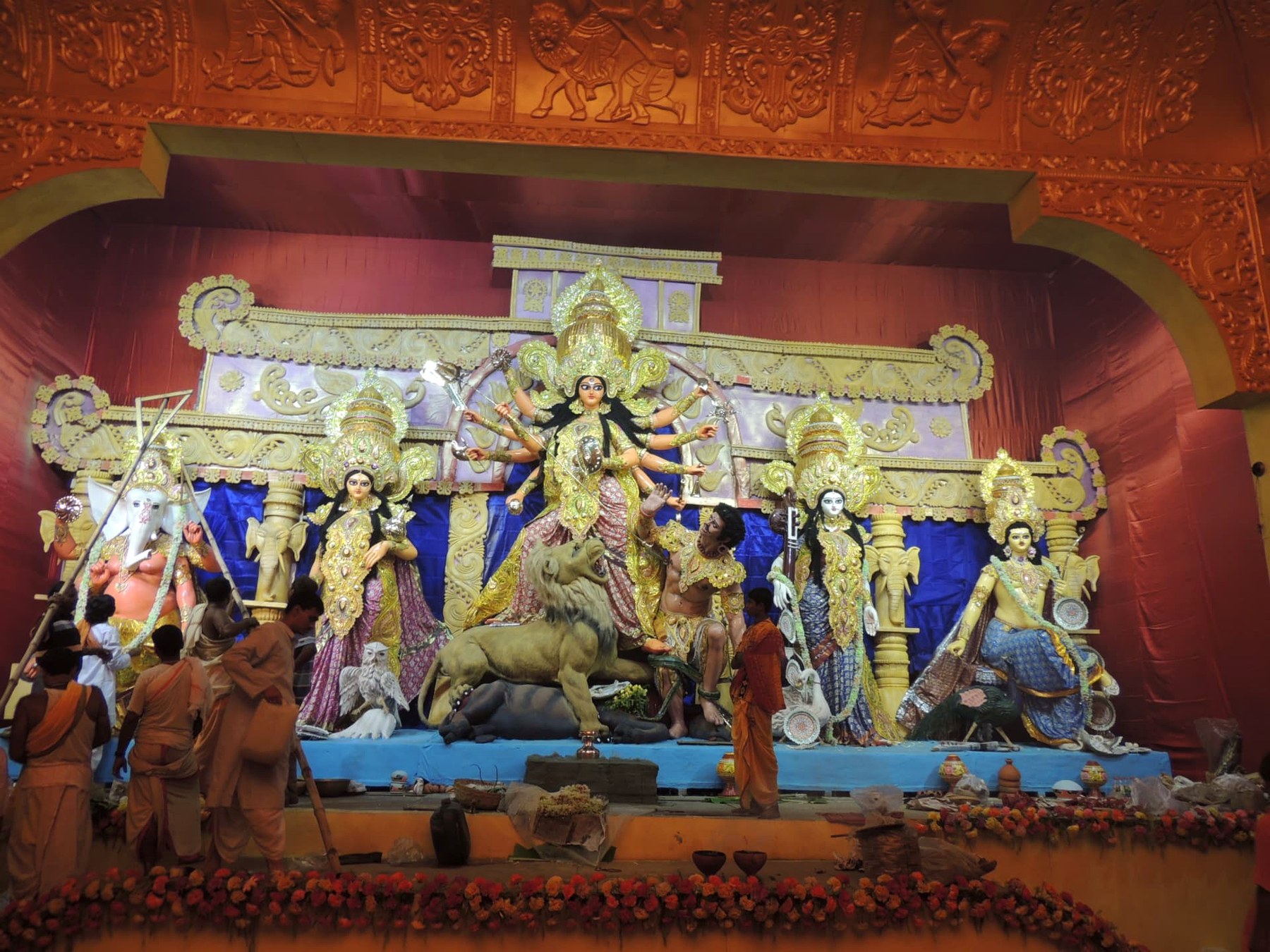 Rituals Before the Durga Idol, Kolkata, West Bengal