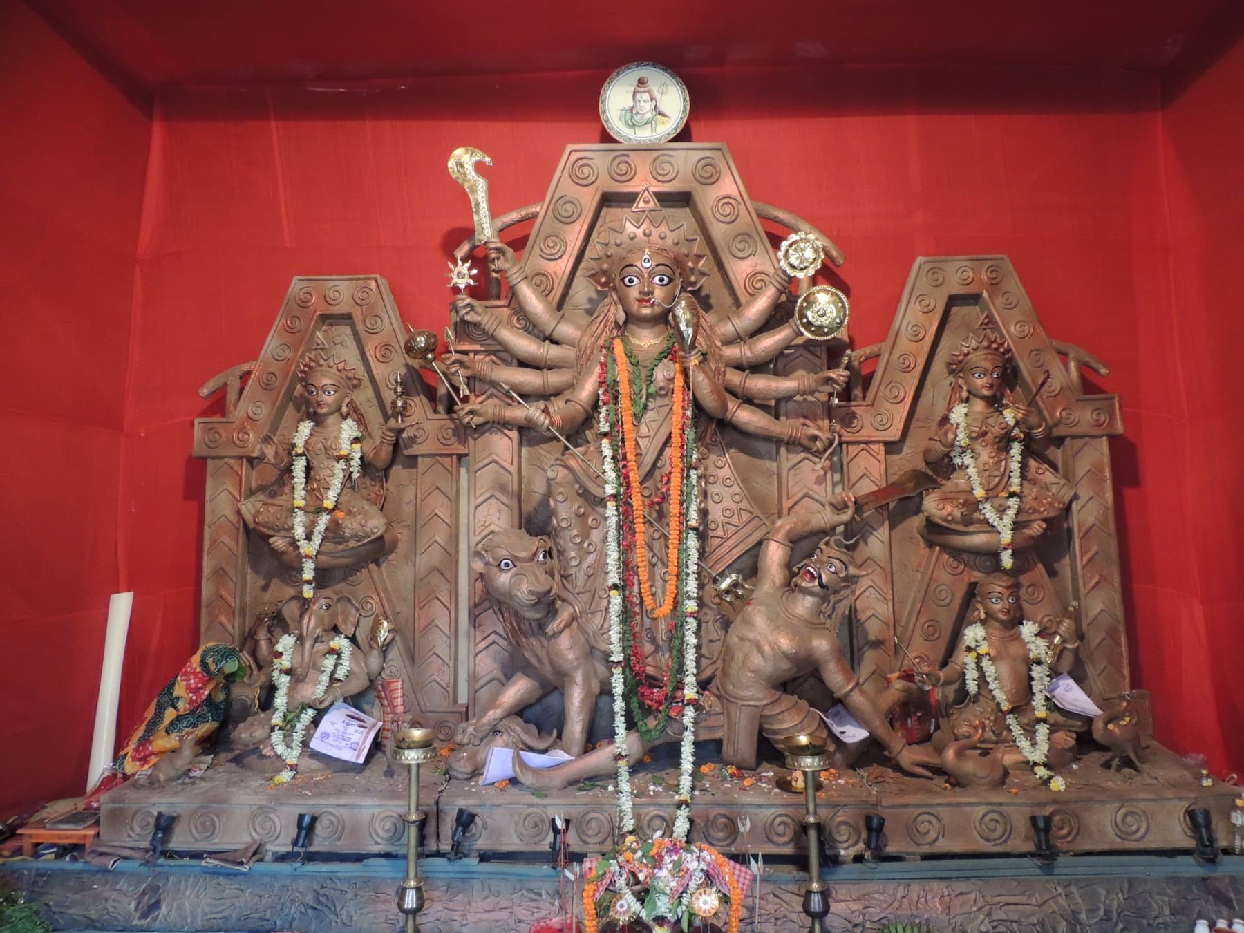Terracotta-Themed Durga Idol, Kolkata, West Bengal