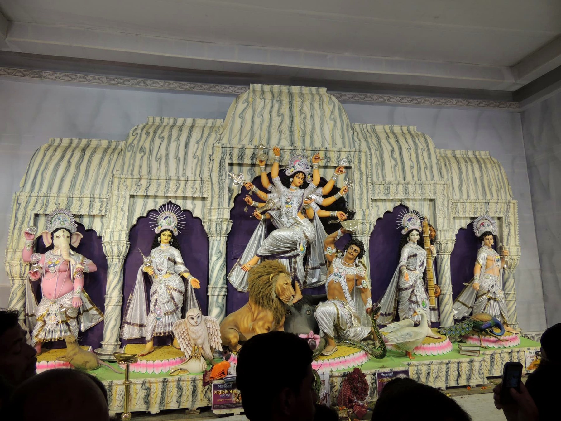 Silver-White Durga Tableau, Kolkata, West Bengal