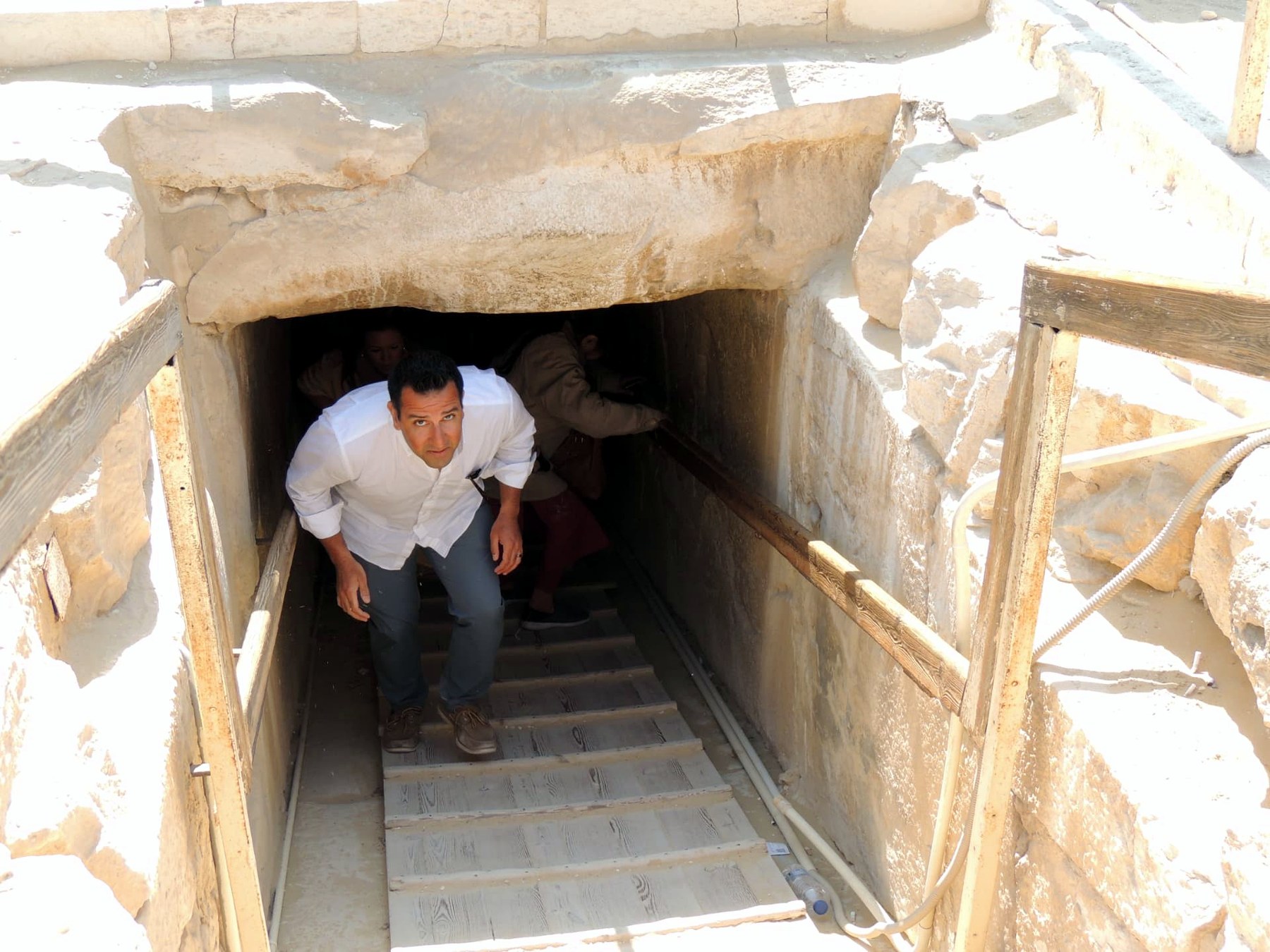 Descending into a Saqqara Tomb, Saqqara, Egypt