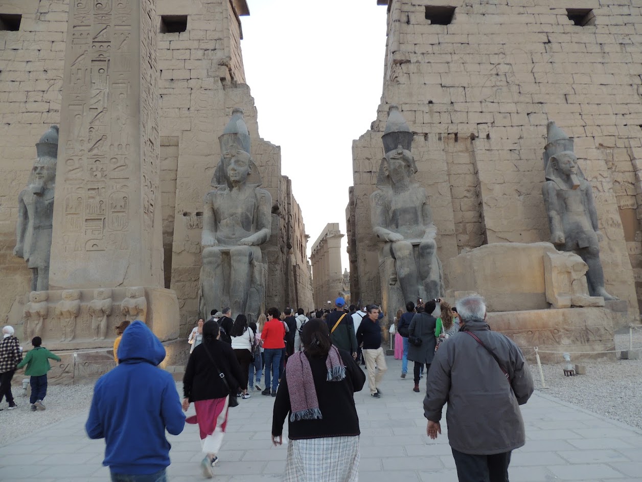 Obelisk and Statues at Luxor Temple, Luxor, Egypt