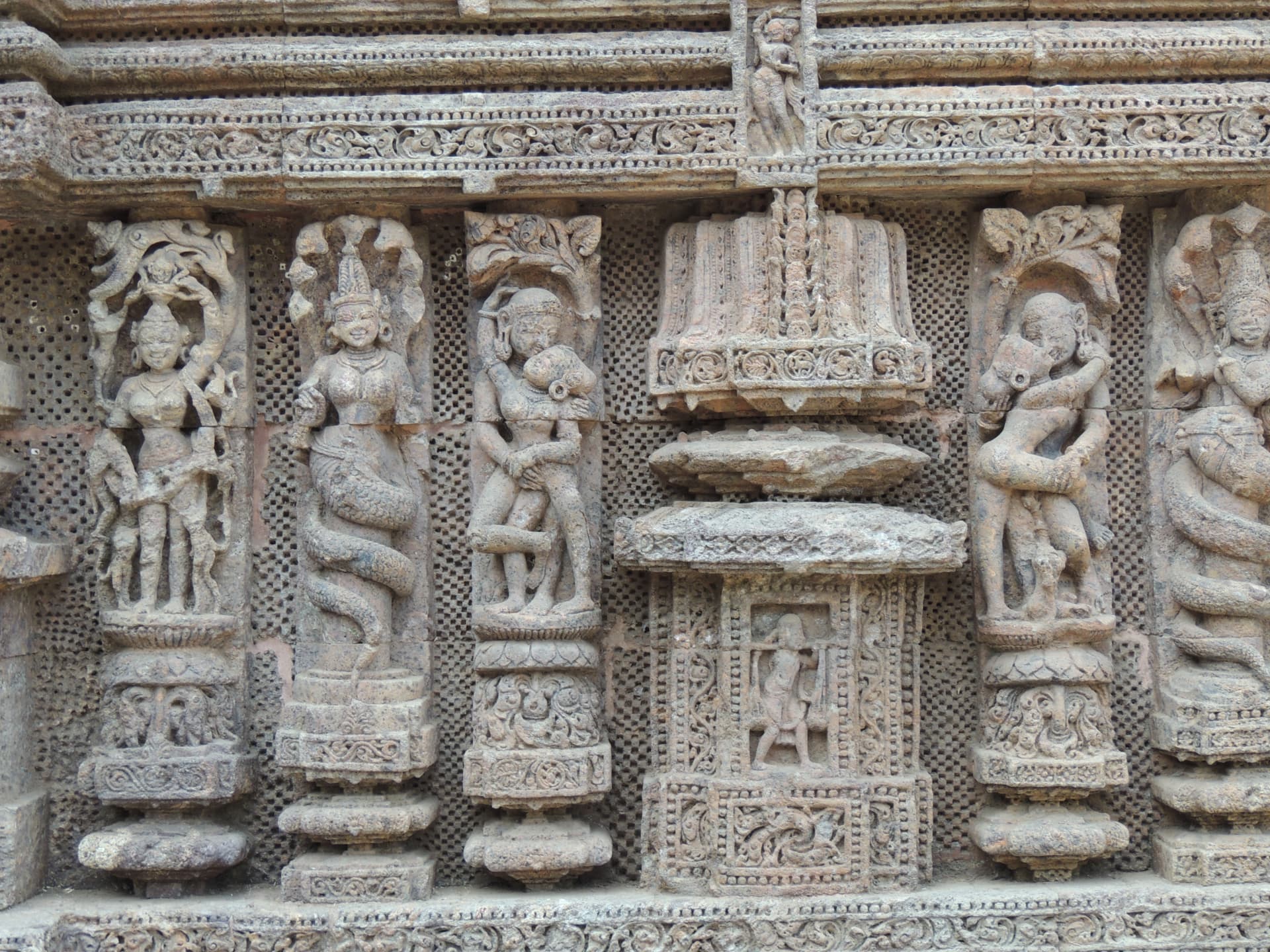 Ornate Sculptures on the Temple Wall, Konark, Odisha
