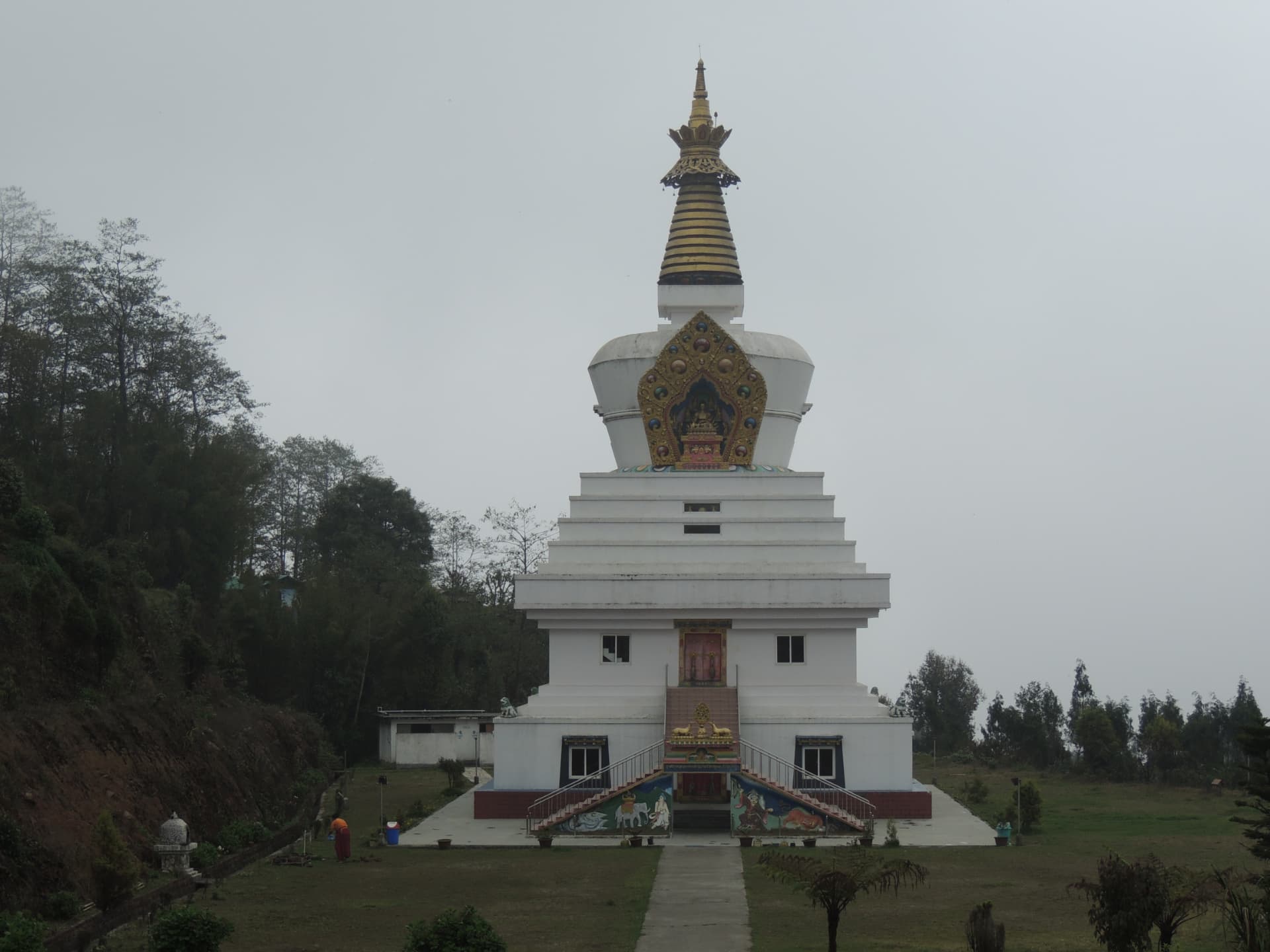 White Stupa with Golden Spire, North Bengal