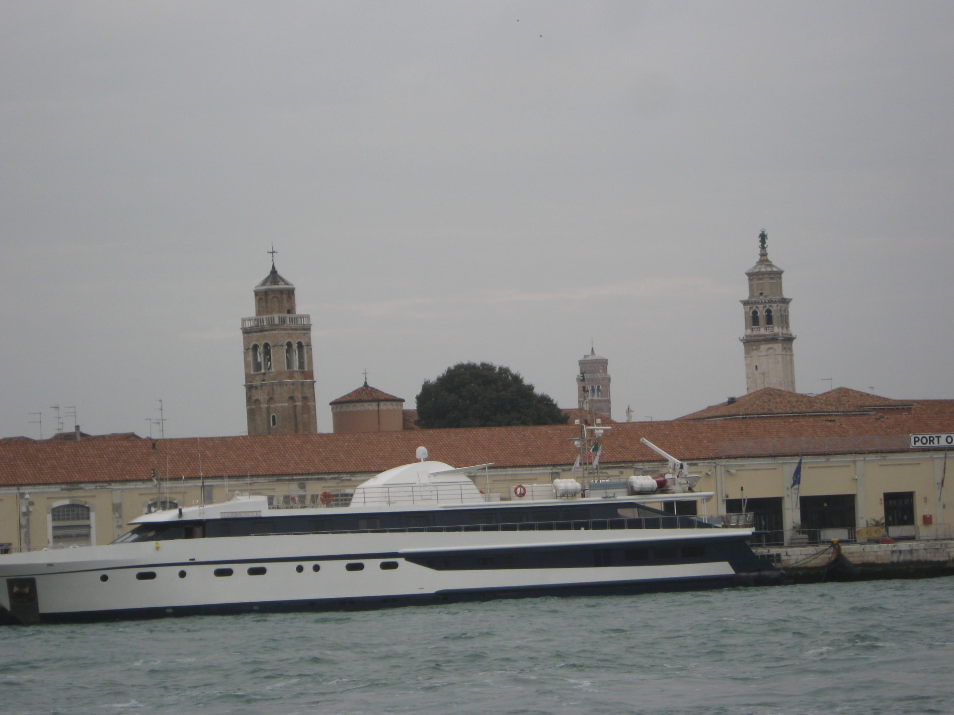 Yacht and Venetian Bell Towers, Venice, Italy