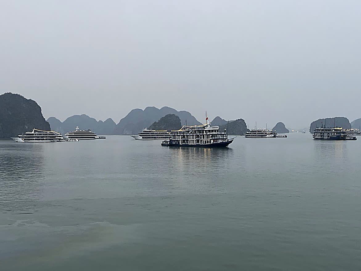 Misty Morning Anchorage, Ha Long Bay, Vietnam